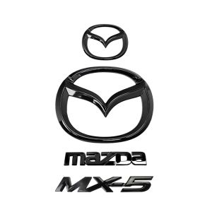 Emblème Mazda noir brillant set 4-pièces pour MX5 NCFL 2009-2015 badges aluminium avant et arrière